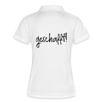 geschafft Ziel erreicht Geschenkidee Prüfung Abi - Frauen Polo atmungsaktiv - Weiß/Navy - Hinten