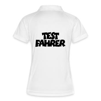 Testfahrer - Frauen Polo atmungsaktiv - Weiß/Navy - Hinten