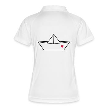Boat paper ship heart I harbor love gift - Women's Polo breathable - white/navy - Back