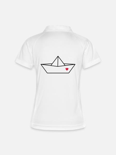 Boat paper ship heart I harbor love gift - Women's Polo breathable - white/navy