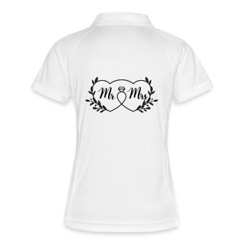 Cœur Entrelacé et Anneau Minimaliste Mr Mrs ... - Polo respirant Femme - blanc/marine - Dos