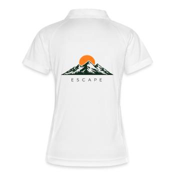 Escape Mountain Retro Nature Shirt - Frauen Polo atmungsaktiv - Weiß/Navy - Hinten