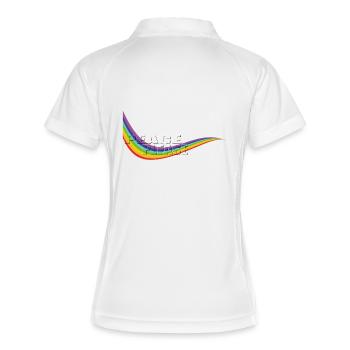 RAINBOW PEACE PLEASE transparent Typo - Frauen Polo atmungsaktiv - Weiß/Navy - Hinten