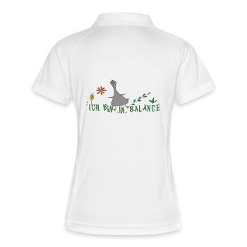 Ich bin in Balance, sagt die kleine Gans - Frauen Polo atmungsaktiv - Weiß/Navy - Hinten