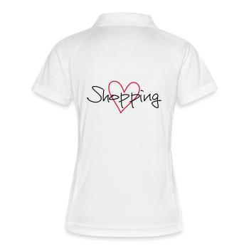 shopping Herz Ich liebe shopping Geschenk - Frauen Polo atmungsaktiv - Weiß/Navy - Hinten