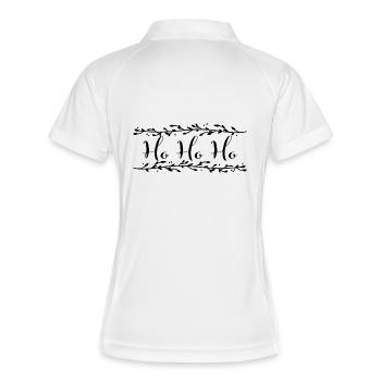 "Ho Ho Ho" Weihnachtsmann Mistelzweige - Frauen Polo atmungsaktiv - Weiß/Navy - Hinten