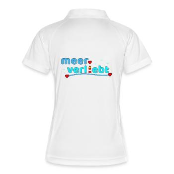 Meerverliebt Leuchtturm Herzdesign - Frauen Polo atmungsaktiv - Weiß/Navy - Hinten