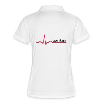 Sanitäter Schrifzug - Frauen Polo atmungsaktiv - Weiß/Navy - Hinten