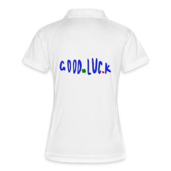 good luck, viel Glück - Frauen Polo atmungsaktiv - Weiß/Navy - Hinten