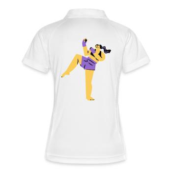 girl boxing - Frauen Polo atmungsaktiv - Weiß/Navy - Hinten