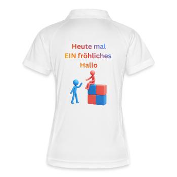 Heute mal Ein Fröhliches Hallo - Frauen Polo atmungsaktiv - Weiß/Navy - Hinten