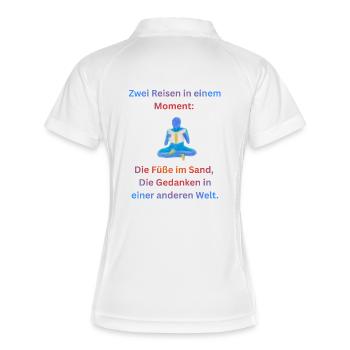 Zwei Reisen in einem Moment - Frauen Polo atmungsaktiv - Weiß/Navy - Hinten