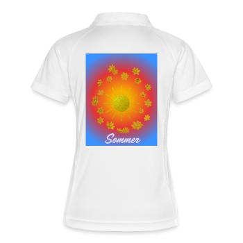 Sommer Sonne Glitzerblumen Muster - Frauen Polo atmungsaktiv - Weiß/Navy - Hinten