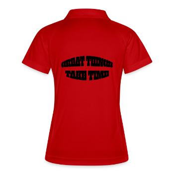 Motivational inscription: "GREAT THINGS TAKE TIME" - Women's Polo breathable - white/navy - Back