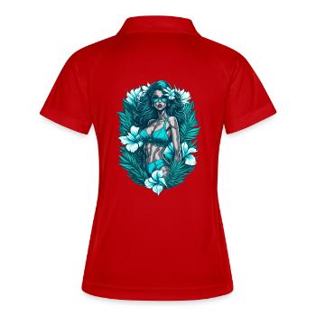 Femme turquoise en fleurs tropicales - Polo respirant Femme - blanc/marine - Dos