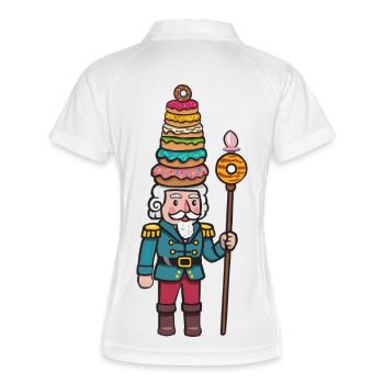 Donut-Cracker Nussknacker - Frauen Polo atmungsaktiv - Weiß/Navy - Hinten