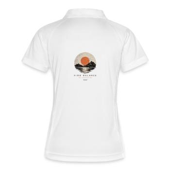 Find Balance – Vintage Mountain Sunset - Frauen Polo atmungsaktiv - Weiß/Navy - Hinten