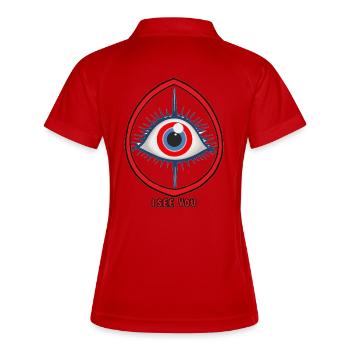 Allsehendes Auge - Frauen Polo atmungsaktiv - Weiß/Navy - Hinten