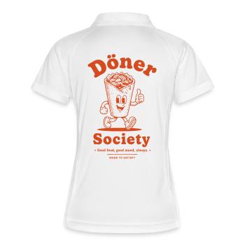 Döner Society  - Frauen Polo atmungsaktiv - Weiß/Navy - Hinten