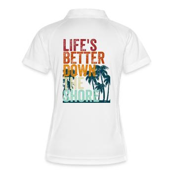 Life's better down the shore - Frauen Polo atmungsaktiv - Weiß/Navy - Hinten