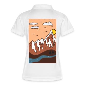 Berglandschaft Sonnenuntergang - Frauen Polo atmungsaktiv - Weiß/Navy - Hinten