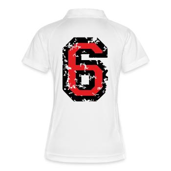 The Number Six - No. 6 (two-color) red - Women's Polo breathable - white/navy - Back
