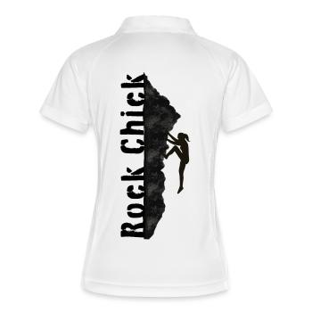 Rock Chick - Wandern, Klettern, Berge Spruch - Frauen Polo atmungsaktiv - Weiß/Navy - Hinten