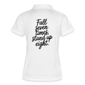 Never give up - Frauen Polo atmungsaktiv - Weiß/Navy - Hinten