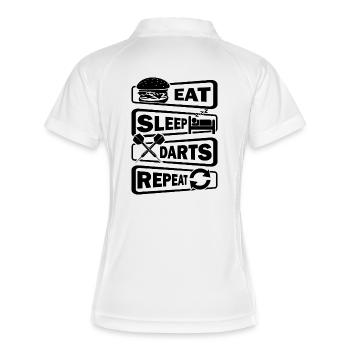 Fléchettes, fléchettes, mange, dorm, fléchettes, répétez. - Polo respirant Femme - blanc/marine - Dos