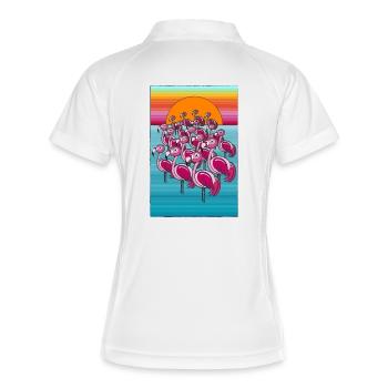 Flamingosssss - Frauen Polo atmungsaktiv - Weiß/Navy - Hinten