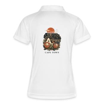 Cape Town Table Mountain Art - Frauen Polo atmungsaktiv - Weiß/Navy - Hinten