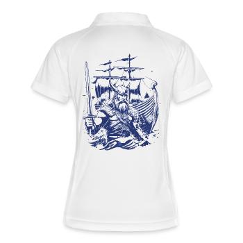 Nordsturm – Der Letzte Krieger - Frauen Polo atmungsaktiv - Weiß/Navy - Hinten