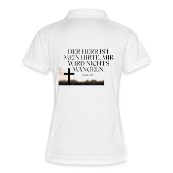 Psalm 23 Hirte Vertrauen Kreuz - Frauen Polo atmungsaktiv - Weiß/Navy - Hinten