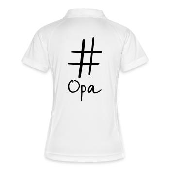 #Opa Hashtag Social Media I Geschenkidee für Opa - Frauen Polo atmungsaktiv - Weiß/Navy - Hinten