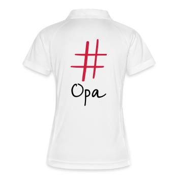 #Opa Hashtag Social Media I Geschenkidee für Opa - Frauen Polo atmungsaktiv - Weiß/Navy - Hinten