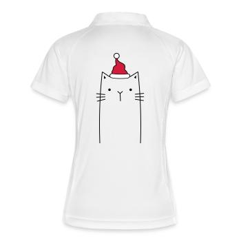 Chat Nikolaus Noël bonnet idée cadeau - Polo respirant Femme - blanc/marine - Dos