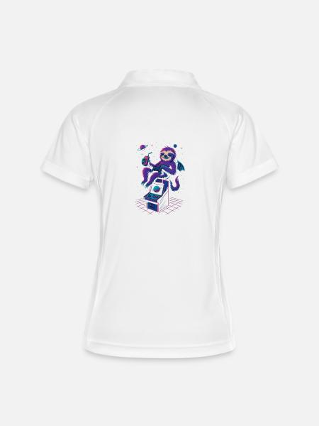 Space Gamer Sloth with Drink and Arcade - Women's Polo breathable - white/navy