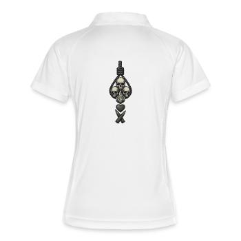 Avi Collection – Skulls & Flame - Frauen Polo atmungsaktiv - Weiß/Navy - Hinten