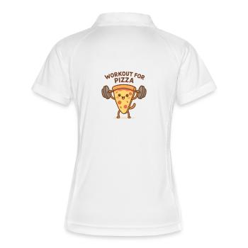 Pizza Workout Motivationschuhu - Frauen Polo atmungsaktiv - Weiß/Navy - Hinten