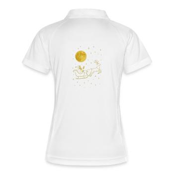 Funkelnder Weihnachtsmann im Rentierschlitten - Frauen Polo atmungsaktiv - Weiß/Navy - Hinten