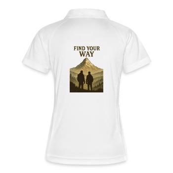 Silhouette de randonneur de montagne Trouve ton chemin - Polo respirant Femme - blanc/marine - Dos