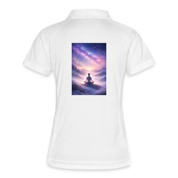 Sternenstille Meditation - Frauen Polo atmungsaktiv - Weiß/Navy - Hinten