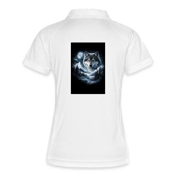 Moon wolf over snowy landscape - Women's Polo breathable - white/navy - Back