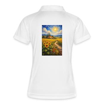 Sentier du tournesol dans le champ aurifère - Polo respirant Femme - blanc/marine - Dos