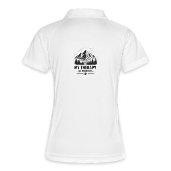 Mountain Therapy – Vintage Mountain Hiking Design  - Frauen Polo atmungsaktiv - Weiß/Navy - Hinten
