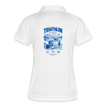 Triathlon Blue Vintage Poster - Women's Polo breathable - white/navy - Back