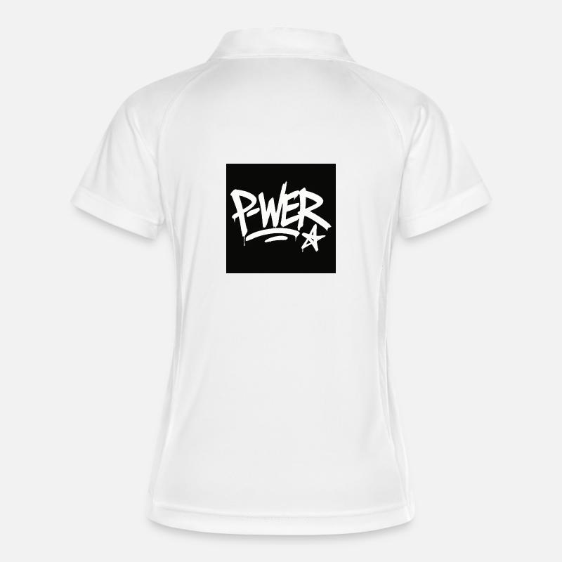 Graffiti Style Power Text Design - Polo respirant Femme - blanc/marine