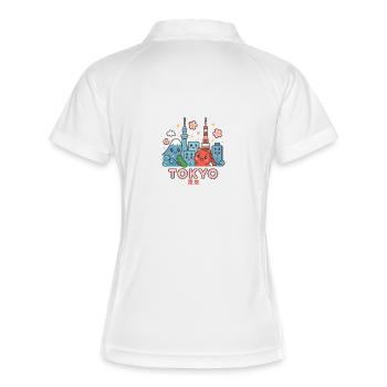 Kawaii Tokyo Skyline - Frauen Polo atmungsaktiv - Weiß/Navy - Hinten