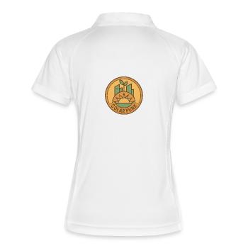 Solar Punk Emblem Sonne Stadt Keimling - Frauen Polo atmungsaktiv - Weiß/Navy - Hinten