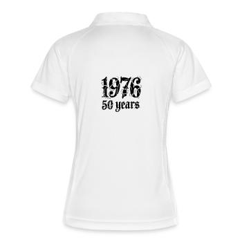 Est1993 59 Jahre Stacheldraht - Frauen Polo atmungsaktiv - Weiß/Navy - Hinten